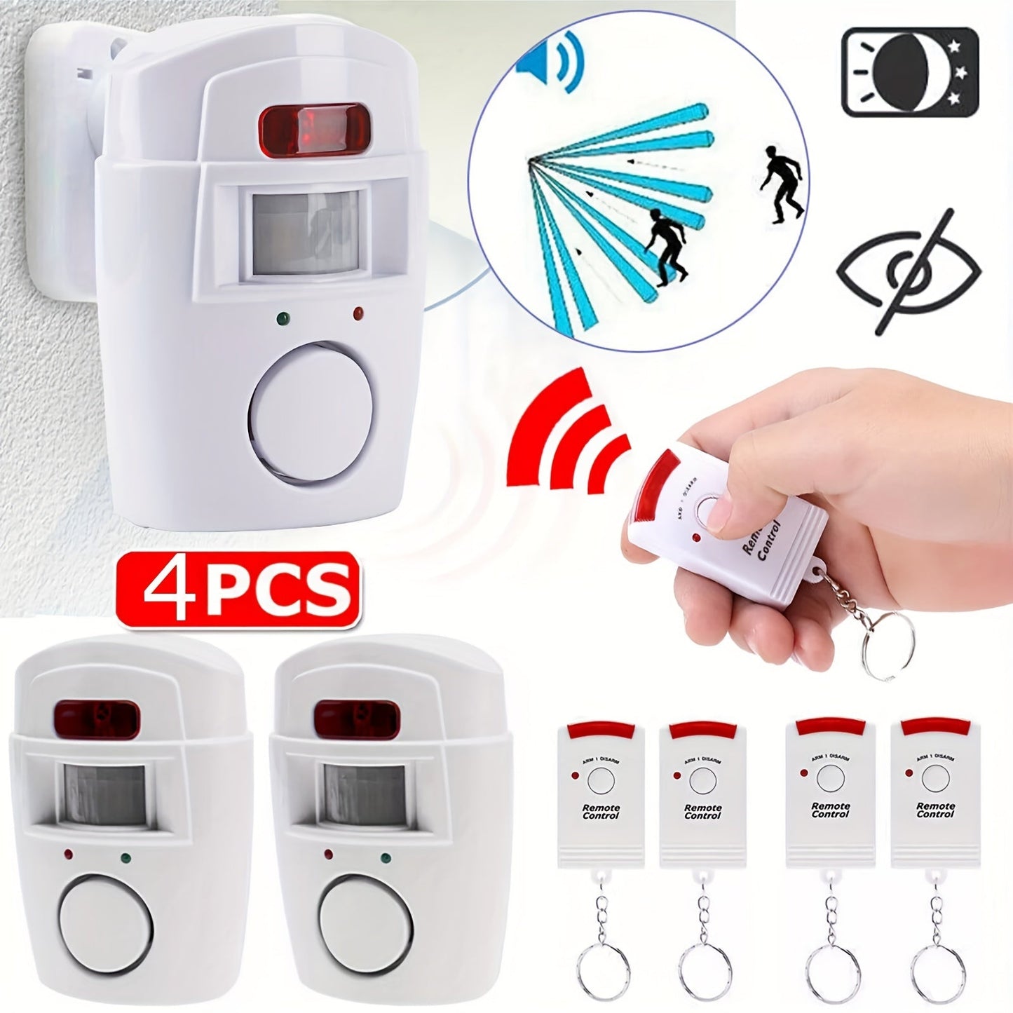 NNETM Wireless PIR Motion Sensor Alarm System (4 pcs)