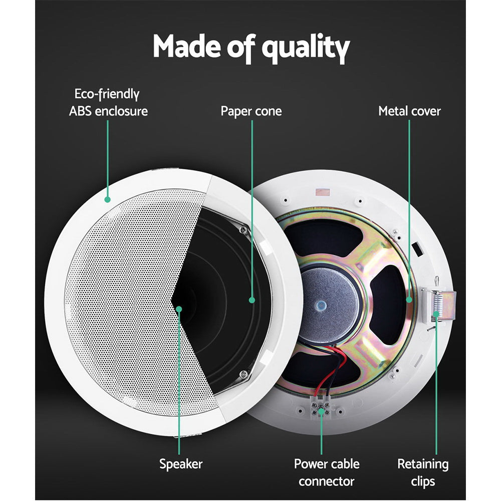 NNEDSZ 2 x 6 In Ceiling Speakers Home 80W Speaker Theatre Stereo Outdoor Multi Room