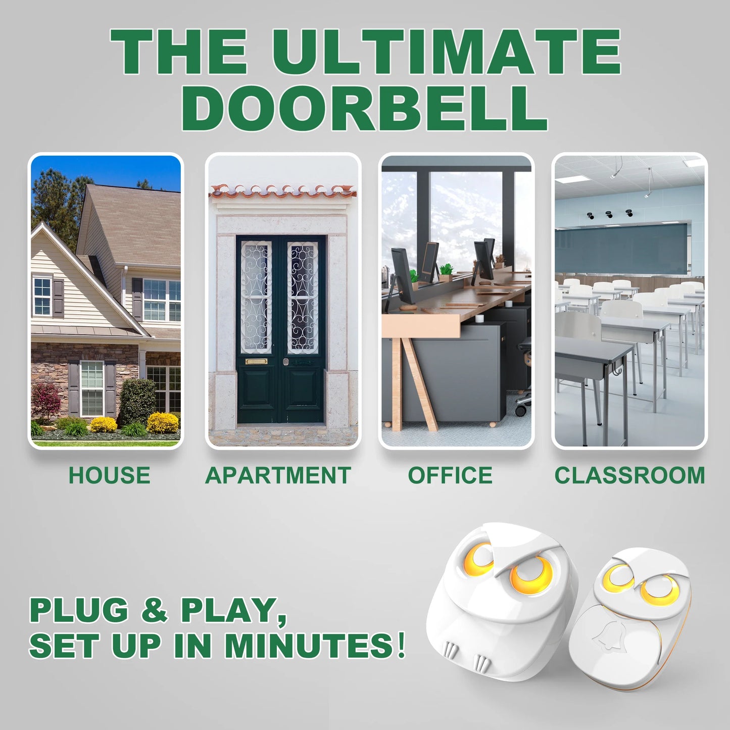 NNEOBA 300m Long-Range Wireless Doorbell Chime