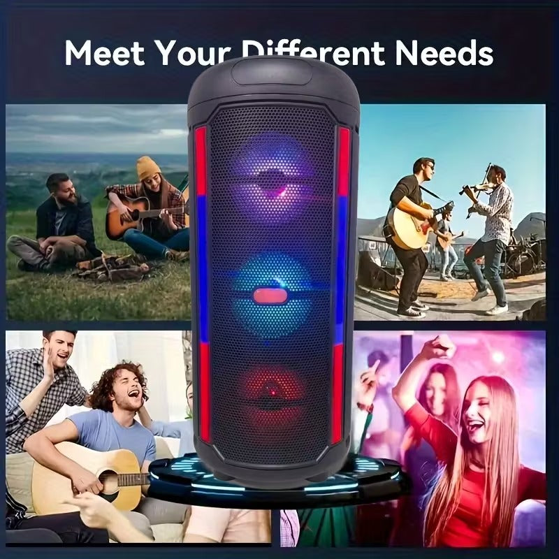 NNETM 5000W Dual 9cm PA Speaker with Mic & Colorful Lights
