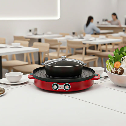 SOGA 2-in-1 44CM Electric Hot Pot BBQ Grill Maifan Stone Non-Stick Coating 2100W