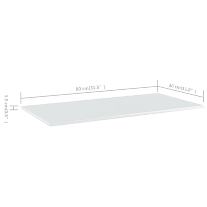 NNEVL Bookshelf Boards 4 pcs High Gloss White 80x30x1.5 cm Chipboard