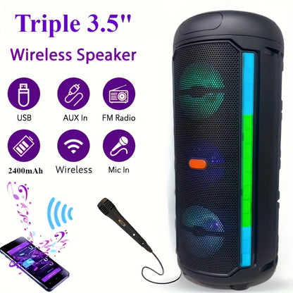 NNETM 5000W Dual 9cm PA Speaker with Mic & Colorful Lights