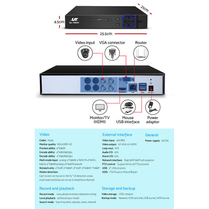 NNEDSZ - CCTV Security Camera Home System DVR 1080P IP Long Range 4 Dome Cameras
