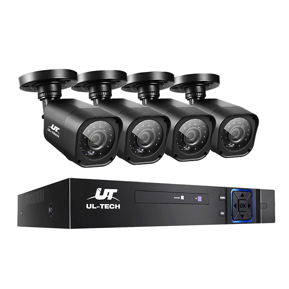 NNEDSZ -8CH 5 IN 1 DVR CCTV Security System Video Recorder /w 4 Cameras 1080P HDMI Black