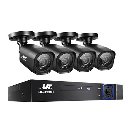 NNEDSZ -8CH 5 IN 1 DVR CCTV Security System Video Recorder /w 4 Cameras 1080P HDMI Black