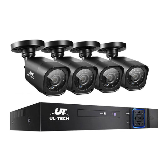 NNEDSZ -8CH 5 IN 1 DVR CCTV Security System Video Recorder /w 4 Cameras 1080P HDMI Black