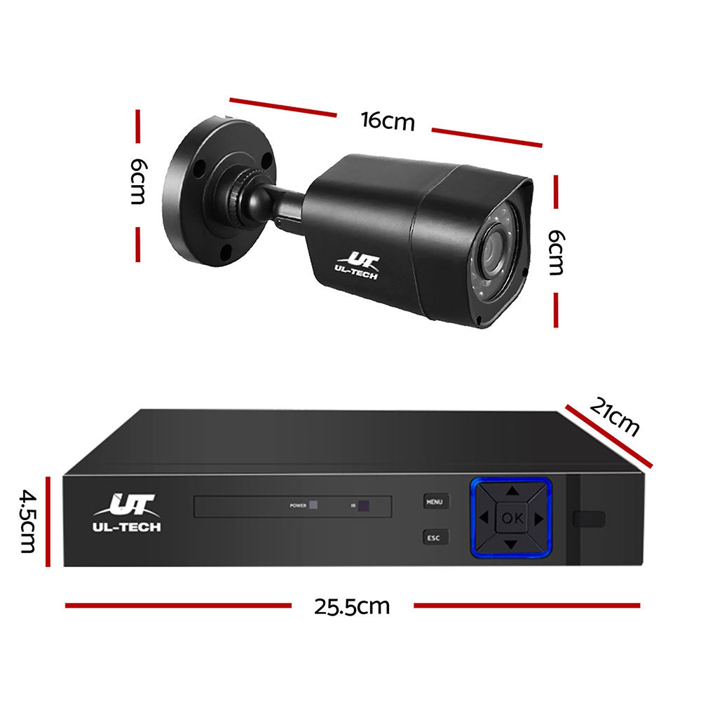 NNEDSZ -8CH 5 IN 1 DVR CCTV Security System Video Recorder /w 4 Cameras 1080P HDMI Black