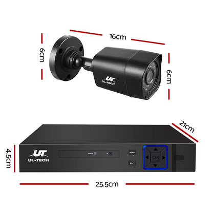 NNEDSZ -8CH 5 IN 1 DVR CCTV Security System Video Recorder /w 4 Cameras 1080P HDMI Black