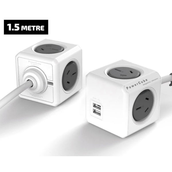 NNEDSZ USB Powerboard 4-Outlets 2 USB Ports Grey-White 1.5m