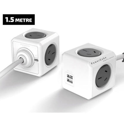 NNEDSZ USB Powerboard 4-Outlets 2 USB Ports Grey-White 1.5m