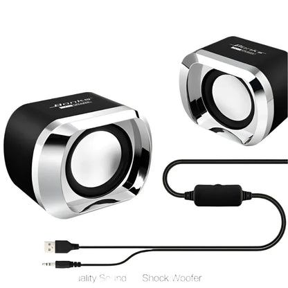 Portable Bass Computer Speakers with Subwoofer (Black)