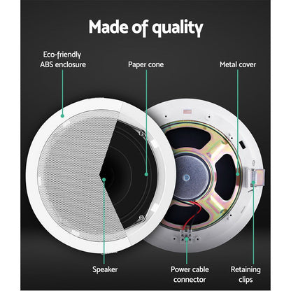 NNEDSZ 2 x 6 In Ceiling Speakers Home 80W Speaker Theatre Stereo Outdoor Multi Room