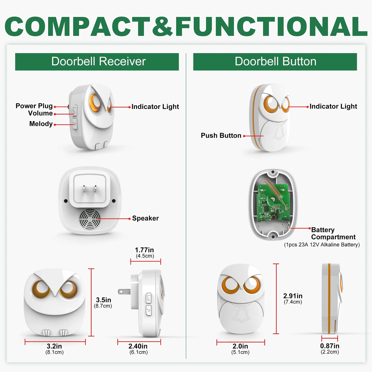 NNEOBA 300m Long-Range Wireless Doorbell Chime