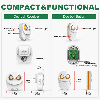 NNEOBA 300m Long-Range Wireless Doorbell Chime