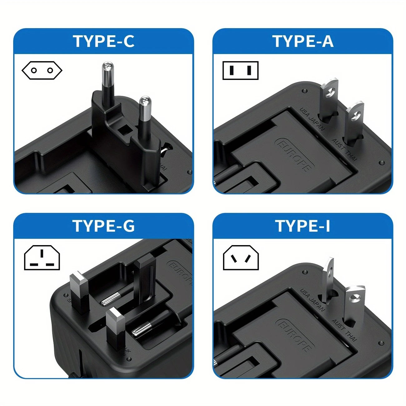 Universal Travel Adapter, Compatible with 200+ Countries, 4 USB Ports Fast Charging, Compact and Portable, Essential for Business Trips and Travel.WHITE