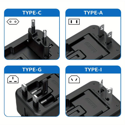 Universal Travel Adapter, Compatible with 200+ Countries, 4 USB Ports Fast Charging, Compact and Portable, Essential for Business Trips and Travel.WHITE