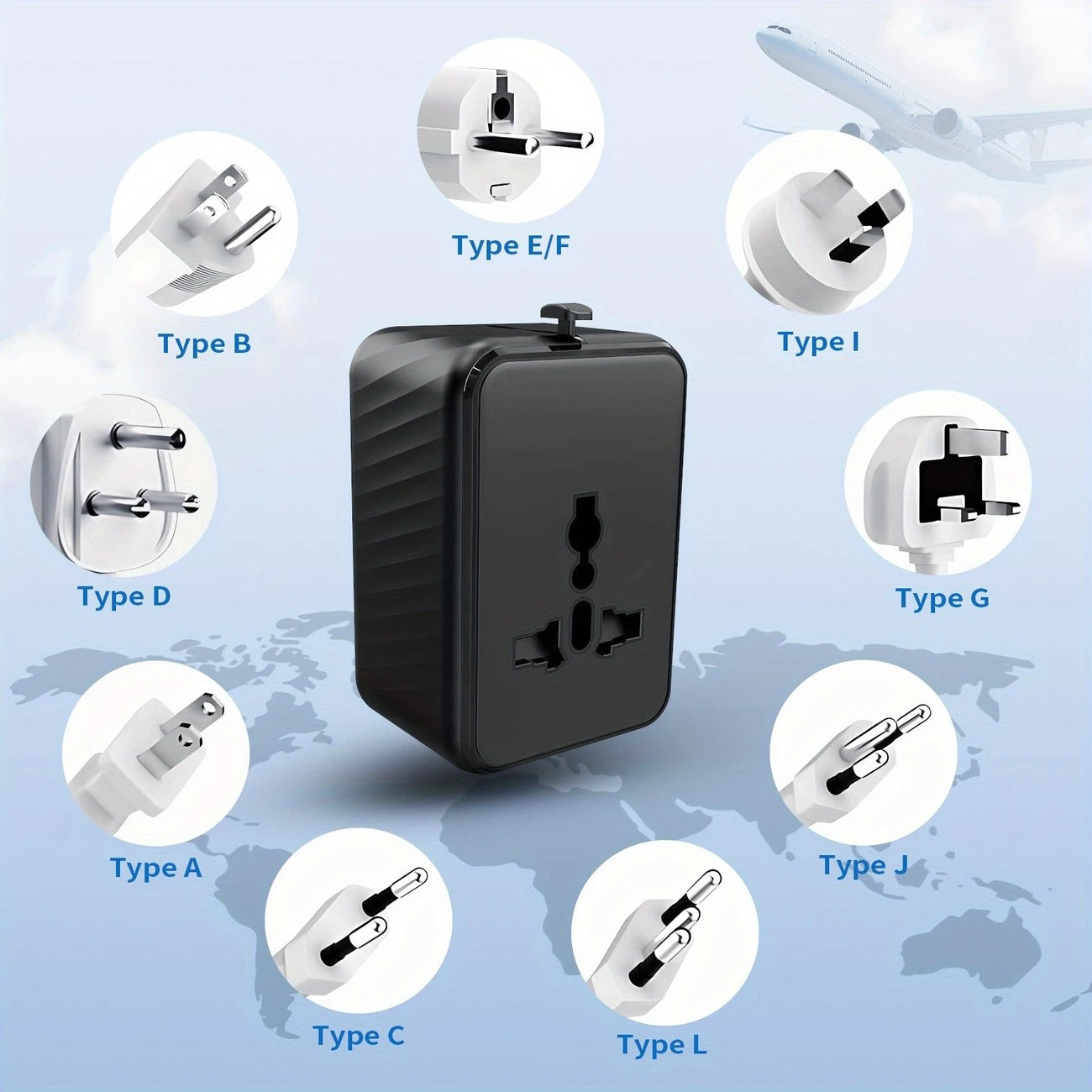 Universal Travel Adapter, Compatible with 200+ Countries, 4 USB Ports Fast Charging, Compact and Portable, Essential for Business Trips and Travel.WHITE