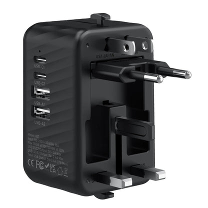 Universal Travel Adapter, Compatible with 200+ Countries, 4 USB Ports Fast Charging, Compact and Portable, Essential for Business Trips and Travel.WHITE