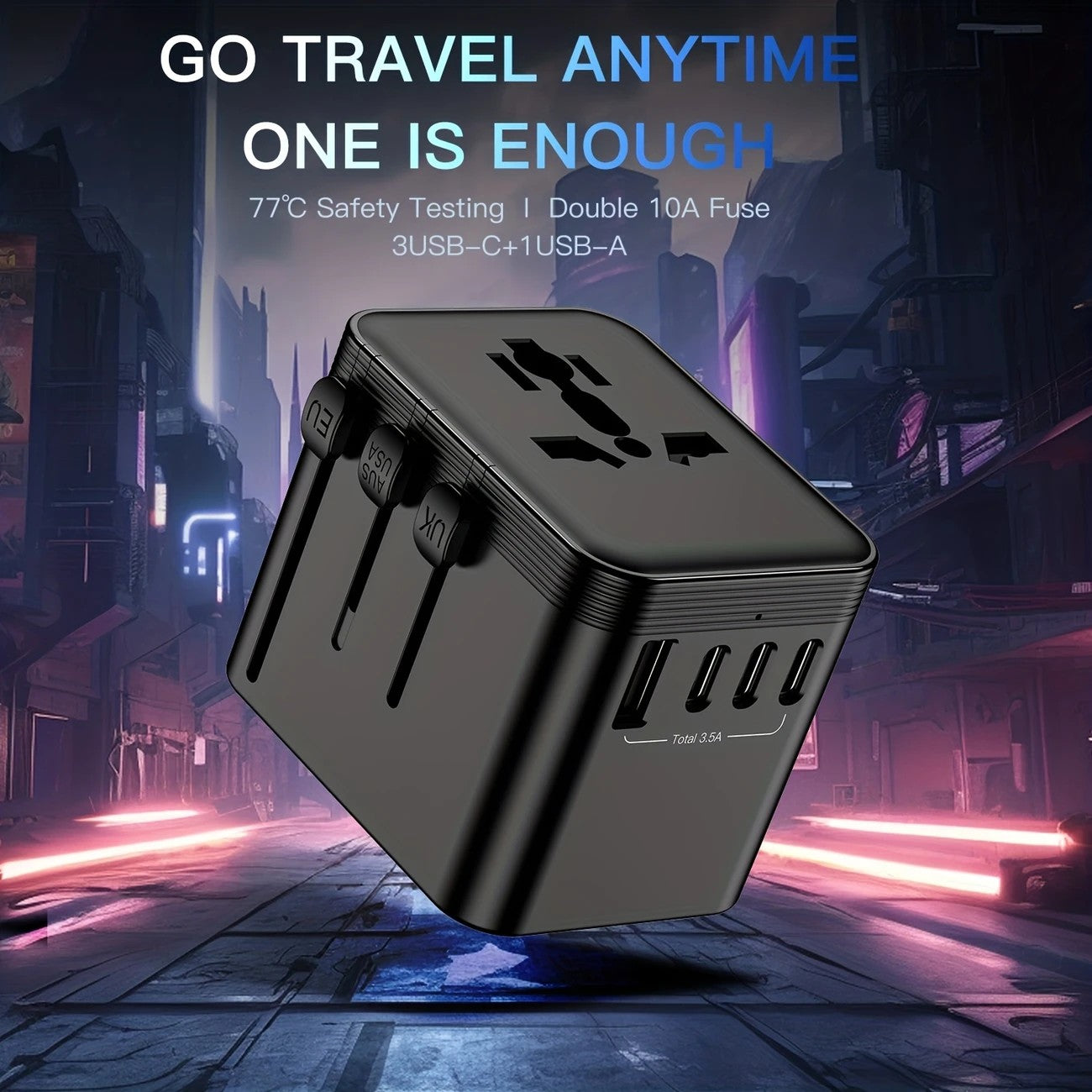 Multi-Country Travel Adapter, Compatible with 180+ Countries, 2500W High Power, Multiple Safety Protections