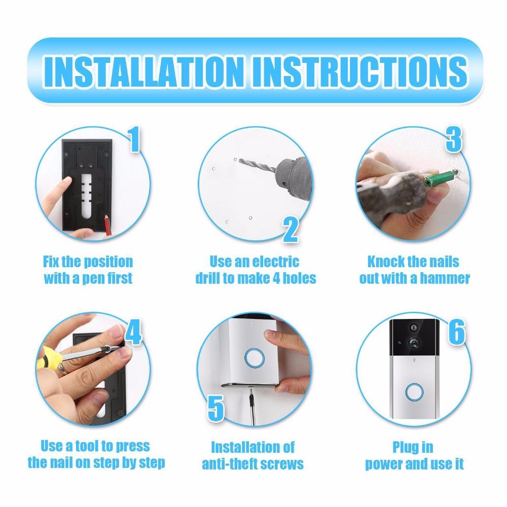 NNEDSZ Smart Wifi Video Doorbell With Night Vision & Motion Detection - Black
