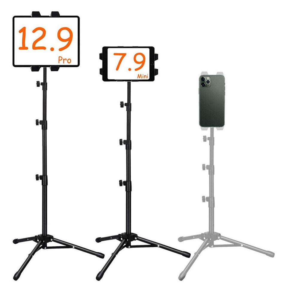 Adjustable 4.7-12.9" Stable Tripod Floor Stand Lazy Tablet Mount Holder for iPad