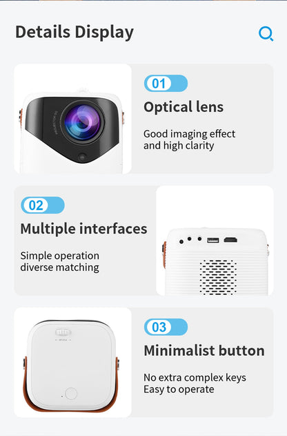 NNEDSZ Mini Portable HD Projector with Giant Screen Display and Gamut Compensation - Home Cinema