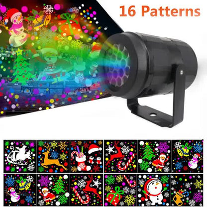 NNEDSZ Indoor Snowstorm Projector Light - 16 Pattern Rotating LED Christmas Projection Lamp for Festive Decor