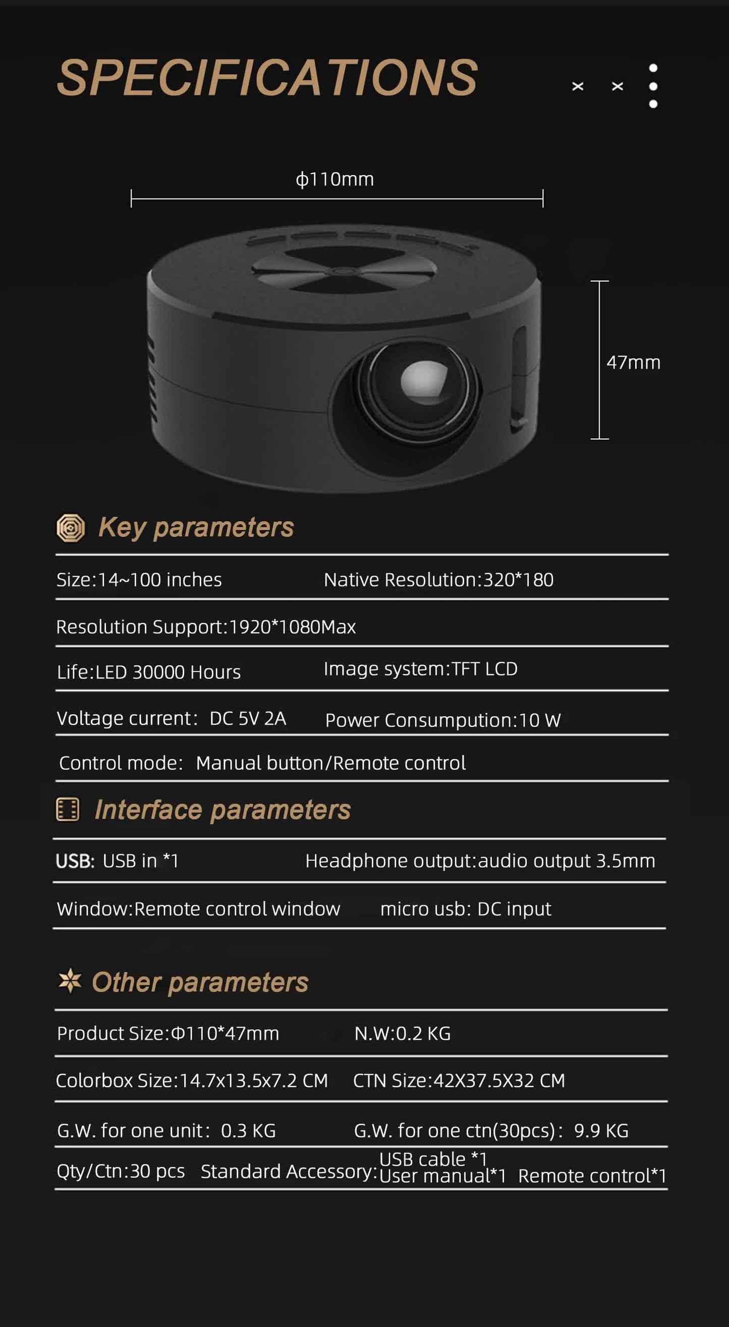 NNEDSZ Portable Mini Projector with Smartphone Screen Sync, USB, and HDMI Input