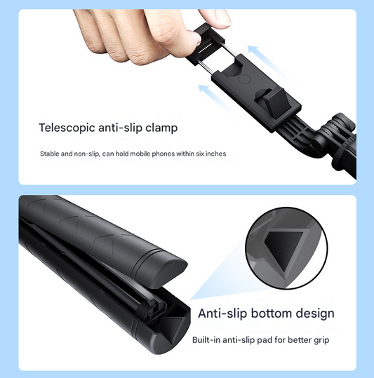 NNEDSZ White Single Light 3-in-1 Bluetooth Selfie Stick with Tripod and Remote Control - Adjustable for Smartphones