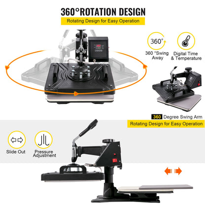 5 In1 12" X 15" (30 X 38cm) Heat Transfer Press + 28 Inch Vinyl Cutter Machine Kit Software