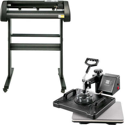 5 In1 12" X 15" (30 X 38cm) Heat Transfer Press + 28 Inch Vinyl Cutter Machine Kit Software