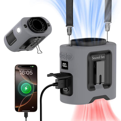 Portable 10,000mAh Power Bank: 3-in-1 Fan, Torch & LED Light