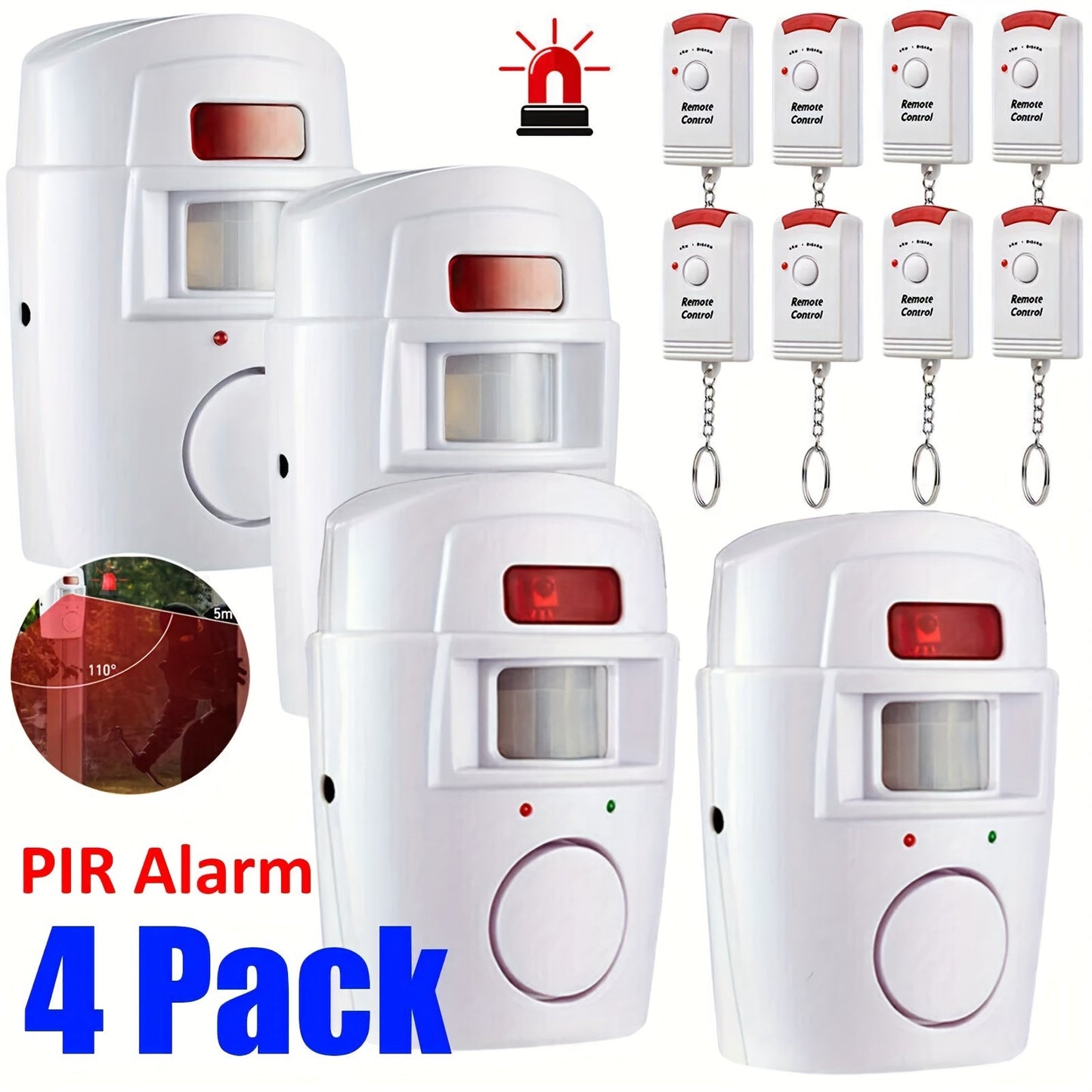 NNETM Wireless PIR Motion Sensor Alarm System (4 pcs)