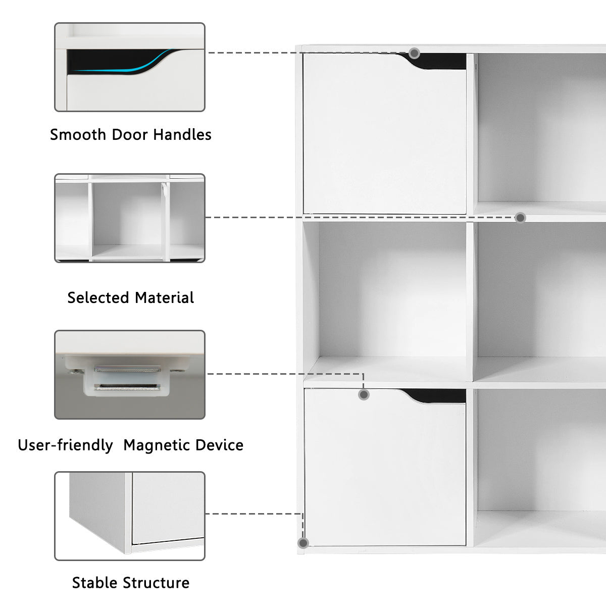 NNECW Cube Shelf with 9 Compartments & 5 Magnetic Doors