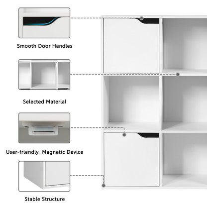 NNECW Cube Shelf with 9 Compartments & 5 Magnetic Doors