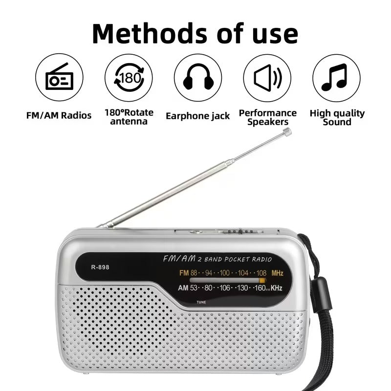 NNETM Classic Portable AM/FM Radio R-898