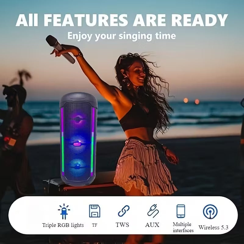 NNETM 5000W Dual 9cm PA Speaker with Mic & Colorful Lights