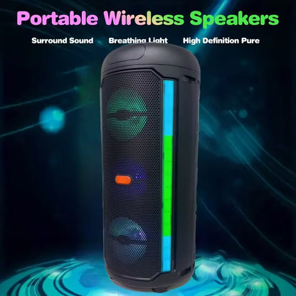 NNETM 5000W Dual 9cm PA Speaker with Mic & Colorful Lights